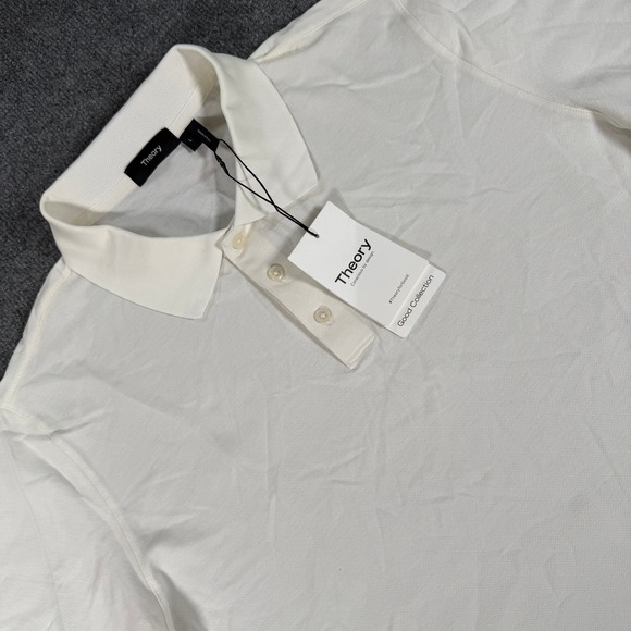 Theory Other - Theory Mens Precise Polo PIQ Ivory Cotton Pique Short Sleeve Shirt #5057